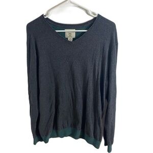 Timberland Gray Green V-neck Sweater Large Slim Fit Men’s Cashmere Blend